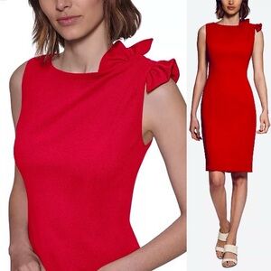 Calvin Klein
Women's Bow-Trim Boat-Neck Sheath Dress Size 6 NEW WITH TAGS RED